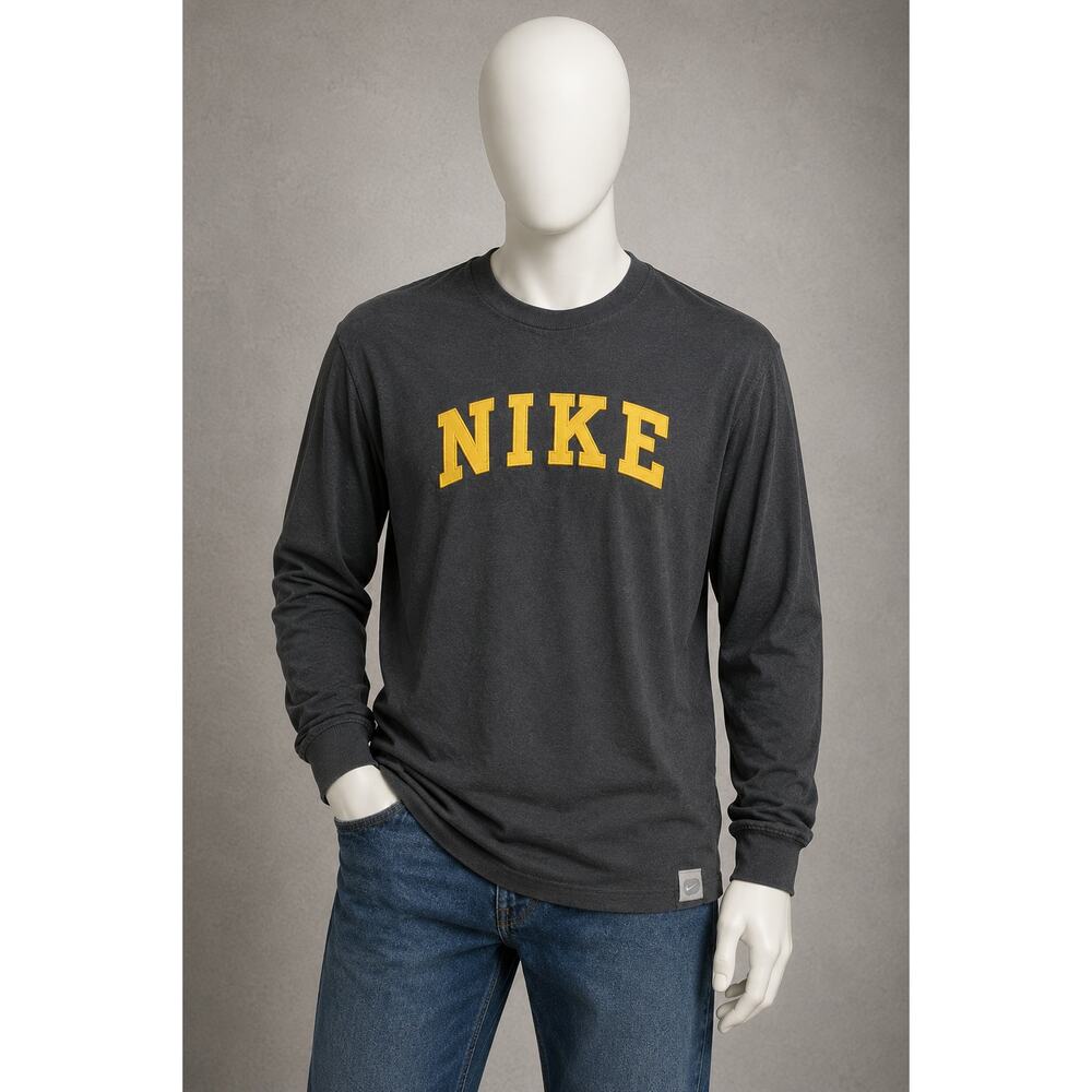 Nike Vintage Y2K Long Sleeve T Shirt XL Gray Embroidered Logo Swoosh Cotton